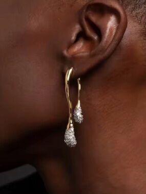 ALEXIS BITTAR Crystal Front Back Double Drop Earrings Gold Clear CZ MY18